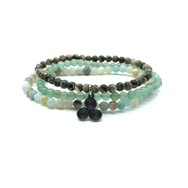 ATTRACT YOUR SOULMATE ( For Guys) -Green Jade, Rhyolite & Amazonite- 3/pc *MIGHTY MINIS* Healing Energy Stone Bracelets
